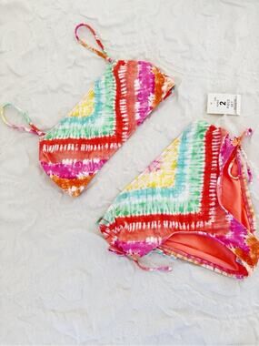 Hobie Multicolor Tie-Dye Girls Two Piece Swimsuit Size 12 New
